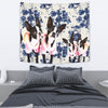 Boston Terrier On Floral Print Tapestry