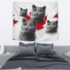 British Shorthair Cat On White Print Tapestry