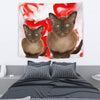 Burmese Cat On Red Print Tapestry