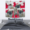 Tibetan Spaniel Print On Red Tapestry