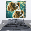 Cavalier King Charles Spaniel On Blue Print Tapestry