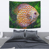 Discus Fish Floral Print Tapestry