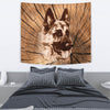 German Shepherd On Wooden Print Tapestry