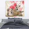 Norwegian Elkhound On Flower Print Tapestry