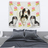 Japanese Chin Dog Floral Print Tapestry