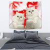 Cute Persian Cat On Red Print Tapestry