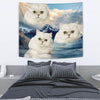 White Persian Cat On Mountain Print Tapestry