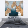 Pit Bull Terrier On Blue Print Tapestry