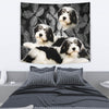 Lovely Polish Lowland Sheepdog On Black Print Tapestry