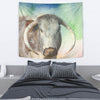 English Longhorn Cattle (Cow) Print Tapestry