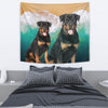 Rottweiler On Beach Print Tapestry