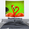 Heart Shape Flamingo Bird Print Tapestry