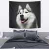 Siberian Husky On Black Print Tapestry