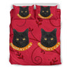 Bombay Cat Print On Red Bedding Set