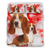 Basset Hound On Red Print Bedding Set