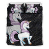 Cute Unicorn Print On Black Bedding Sets