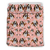 Basset Hound Dog Print Pink Bedding Set