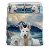 White Shepherd Dog Print Bedding Set