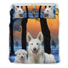 Cute White Shepherd Dog Print Bedding Set