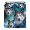 Siberian Husky With Ocean Print Bedding Set