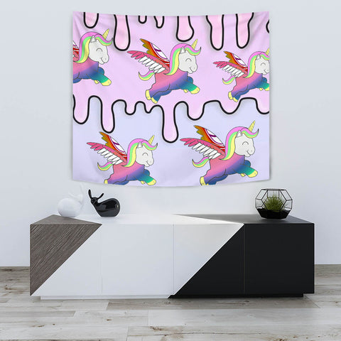 Happy Unicorn Print Tapestry