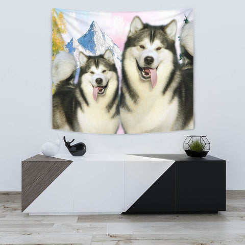 Cute Alaskan Malamute Print Tapestry