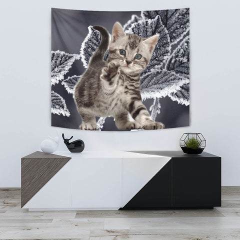 American Bobtail Kitten Print Tapestry