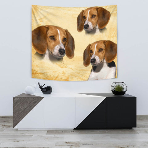 American Foxhound On Yellow Print Tapestry