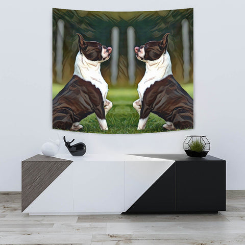 Amazing Boston Terrier Dog Art Print Tapestry