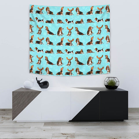 Basset Hound Dog Pattern Print Tapestry