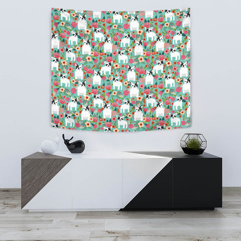 French Bulldog Floral Print Tapestry