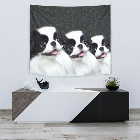 Cute Japanese Chin Dog Print Tapestry