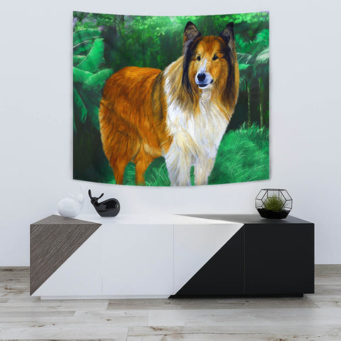 Rough Collie Dog Art Print Tapestry