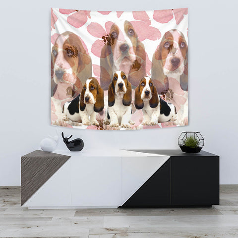 Cute Basset Hound Print Tapestry