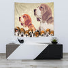 Cute Beagle Dog On Golden Print Tapestry