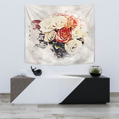 Rose Flower Watercolor Art Print Tapestry