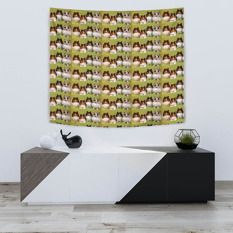 Shetland Sheepdog Pattern Print Tapestry