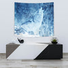 Snowy Wolf Print Tapestry