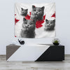 British Shorthair Cat On White Print Tapestry