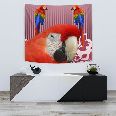 Scarlet Macaw Parrot Print Tapestry