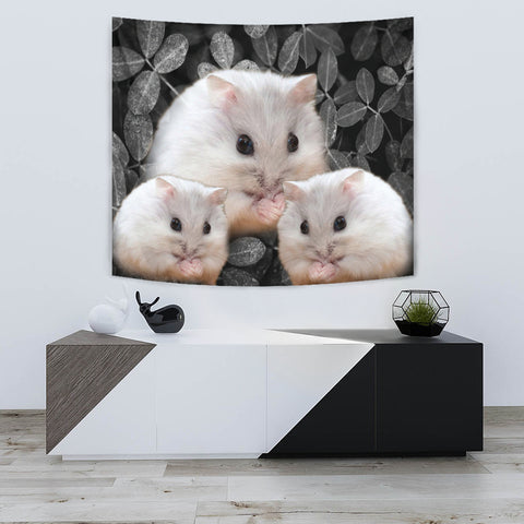 Chinese Hamster On Black Print Tapestry