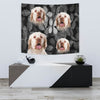 Clumber Spaniel On Black Print Tapestry