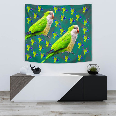 Monk Parakeet Parrot Print Tapestry