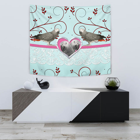 African grey Parrot Print Tapestry