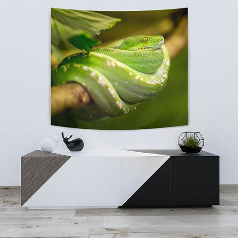 Amazing Green Snake Print Tapestry