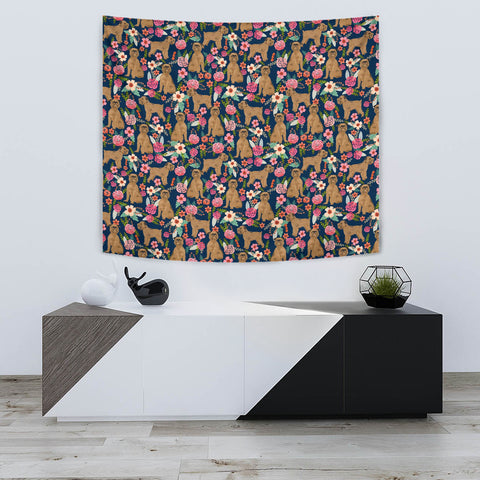 Brussels Griffon Dog Floral Print Tapestry