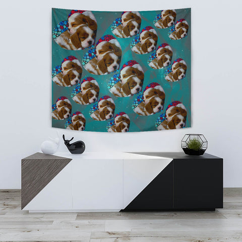 Cavalier King Charles Spaniel Dog On Heart Print Tapestry