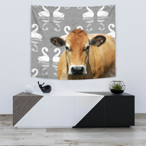 Parthenaise Cattle (Cow) Print Tapestry