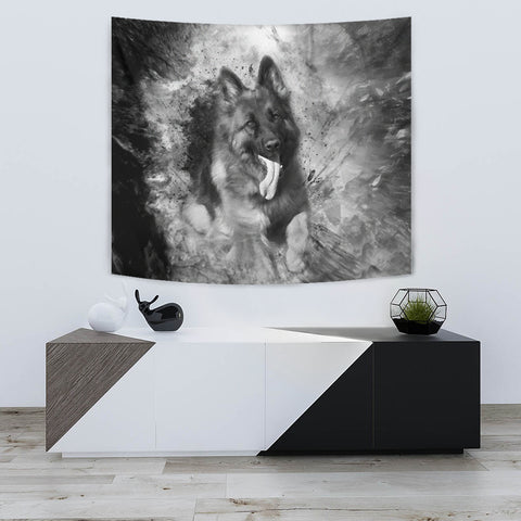 German Shepherd Black And White Tapestry