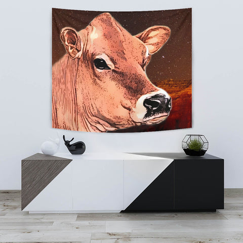 Cute Jersey Cattle (Cow) Print Tapestry